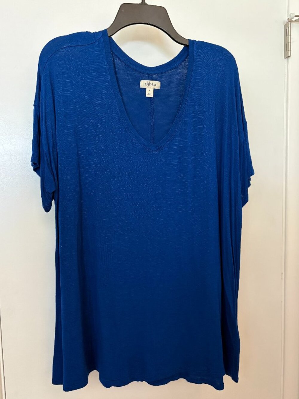 Style & Co womens blue Rayon Short sleeve summer top sz XL